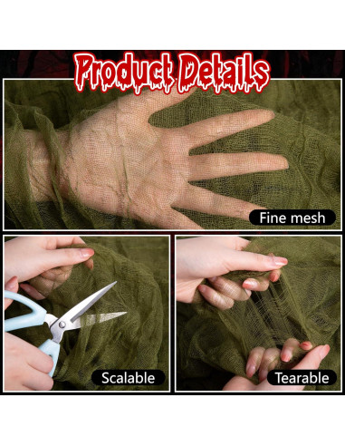 Tela Espeluznante Verde 200x91 cm RunNico Decoración Halloween