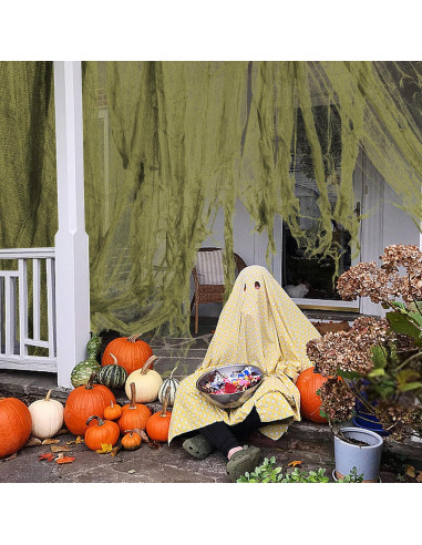 Tela Espeluznante Verde 200x91 cm RunNico Decoración Halloween