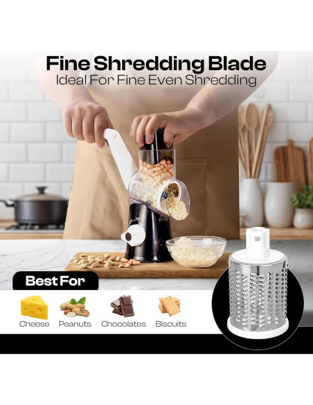 Rallador de Queso Rotatorio Reecaz con Manivela y Base de Succión