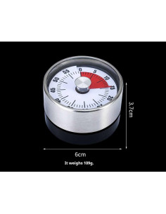 Temporizador mecánico CYFaiLiQ de cocina, acero inoxidable, 72 dB 2