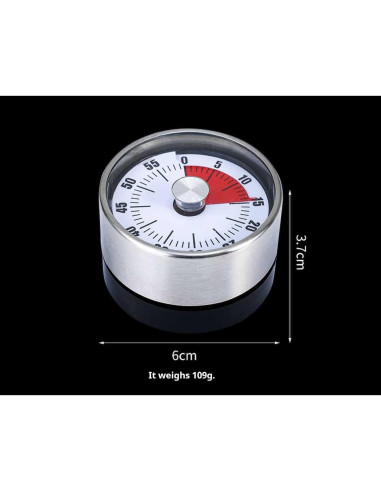 Temporizador mecánico CYFaiLiQ de cocina, acero inoxidable, 72 dB
