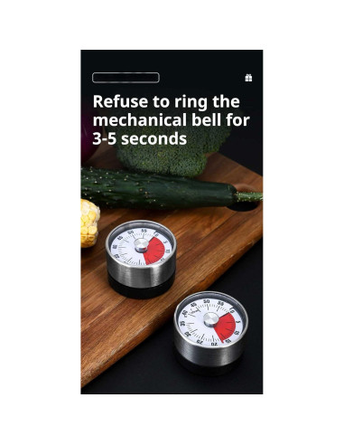 Temporizador mecánico CYFaiLiQ de cocina, acero inoxidable, 72 dB