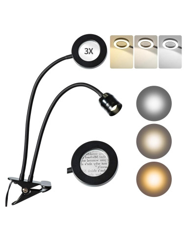 Luz de Lectura LED TraLiGu con Lente de Aumento 3X y Clip