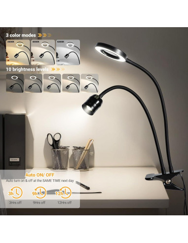 Luz de Lectura LED TraLiGu con Lente de Aumento 3X y Clip