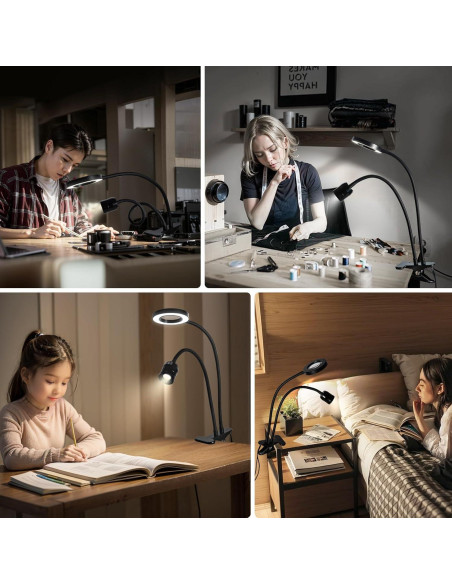 Luz de Lectura LED TraLiGu con Lente de Aumento 3X y Clip