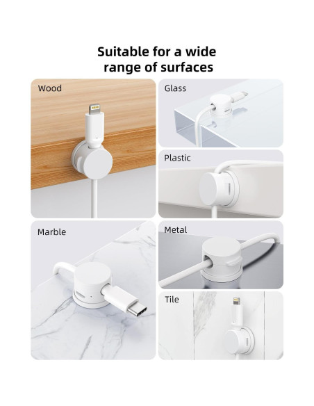 Organizador de Cables INCHOR 8 Pack Adhesivo Blanco