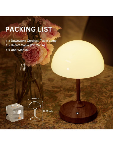 Lámpara de Hongo Inalámbrica Dawnwake 5000mAh IP44