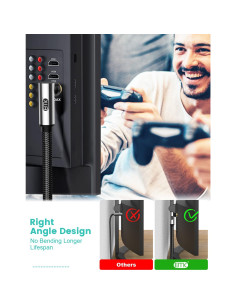 Cable de Subwoofer EMK RCA Macho a Macho 0.5M 90 Grados 2