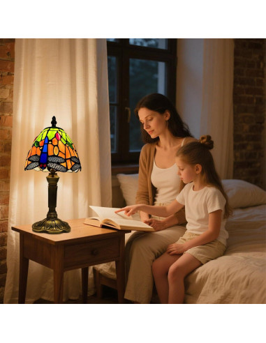 Lámpara de Mesa Tiffany Libélula Hecha a Mano 35.5cm