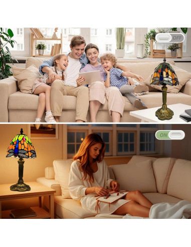 Lámpara de Mesa Tiffany Libélula Hecha a Mano 35.5cm