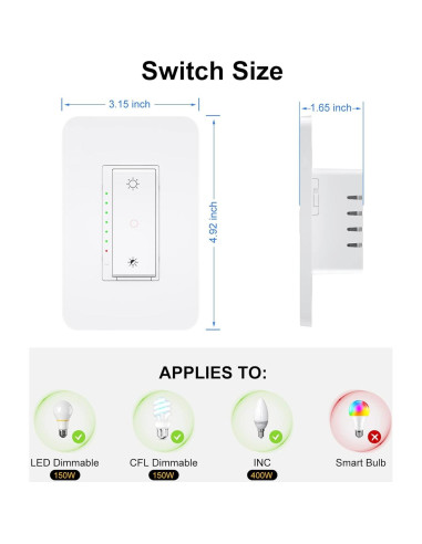 Interruptores Reguladores Inteligentes Milfra 3 Vías Paquete de 2