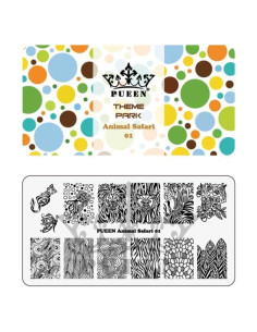 Placa de Estampado de Uñas PUEEN Safari Animal 01 125x65mm