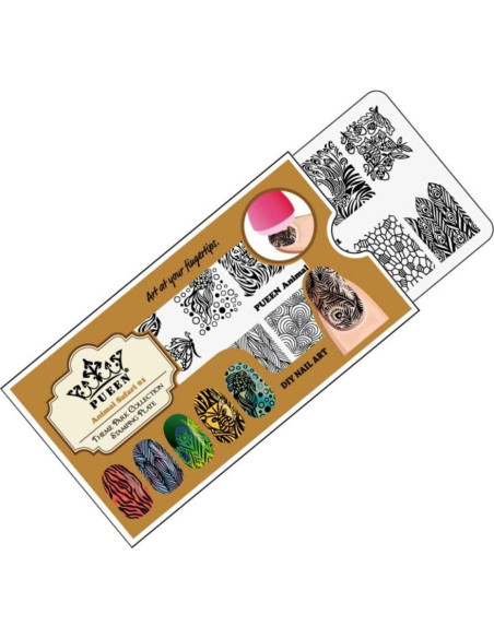 Placa de Estampado de Uñas PUEEN Safari Animal 01 125x65mm