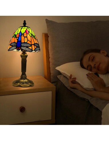 Lámpara de Mesa Tiffany Libélula Hecha a Mano 35.5cm