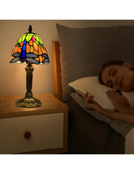 Lámpara de Mesa Tiffany Libélula Hecha a Mano 35.5cm
