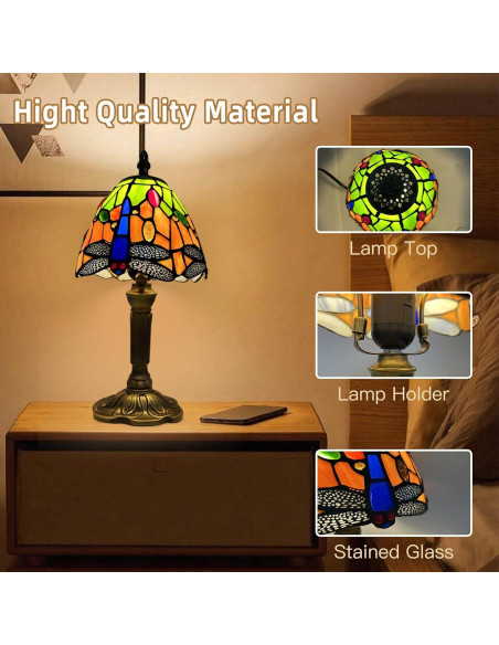 Lámpara de Mesa Tiffany Libélula Hecha a Mano 35.5cm