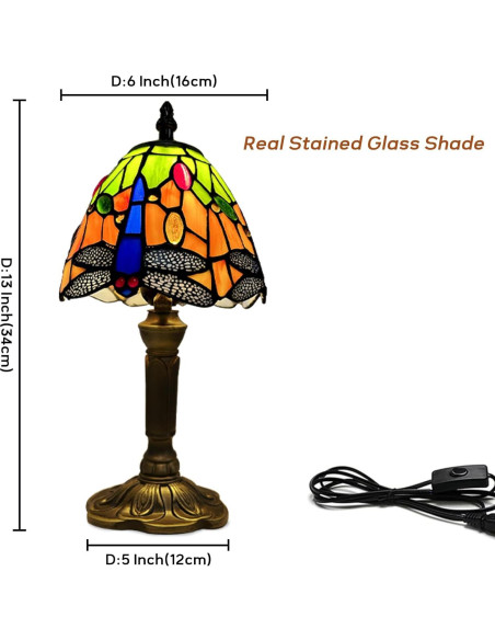Lámpara de Mesa Tiffany Libélula Hecha a Mano 35.5cm