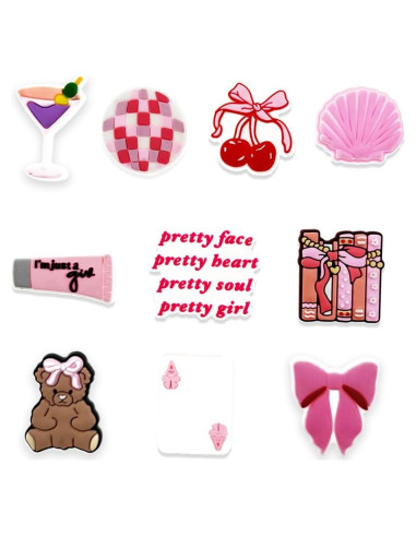 10 Piezas Encantos para Zapatos Coquette PVC Duraderos