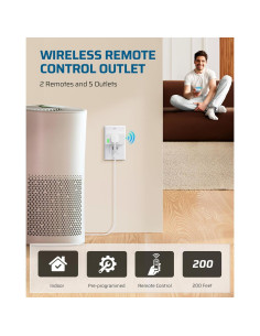 Enchufe de Control Remoto DEWENWILS 200FT 15A 1800W 5 Enchufes 2