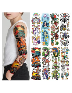 52 Tatuajes Temporales para Niños SOOVSY - Manga Completa y Pequeños