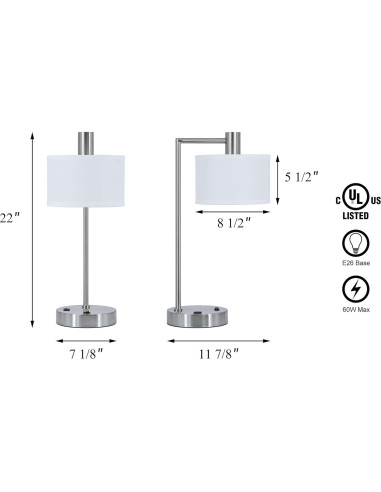 Lámpara de Mesa XiNBEi Lighting USB Niquel Cepillado 55.9cm