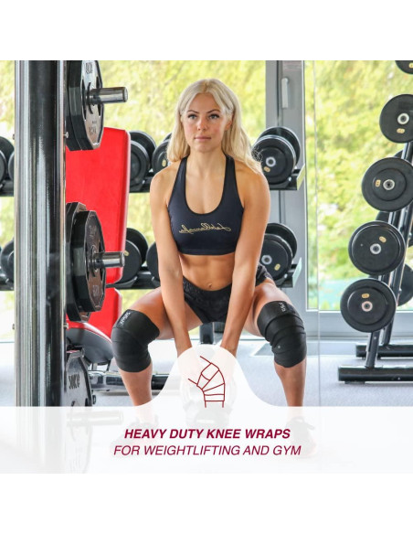 Fajas para Rodillas KARM 198 cm - Soporte Powerlifting Negro