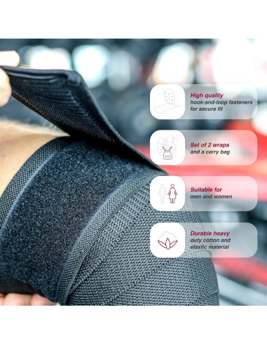 Fajas para Rodillas KARM 198 cm - Soporte Powerlifting Negro