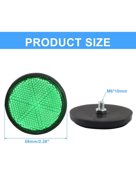 4 Reflectores Redondos Verdes Unlorspy 58mm Montaje Tornillo