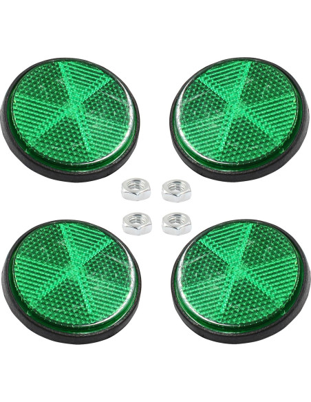 4 Reflectores Redondos Verdes Unlorspy 58mm Montaje Tornillo