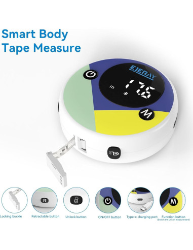 Cinta Métrica Digital EJEJAY 150cm con App Bluetooth