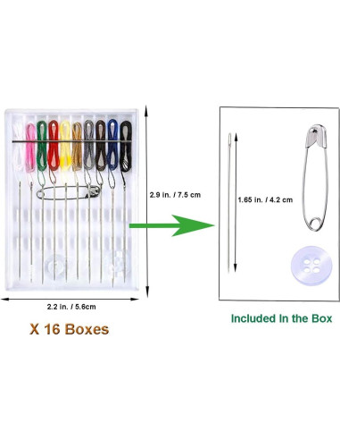 Kit de Costura Rápido Y-Axis 16 Cajas con Agujas Pre-Enhebradas
