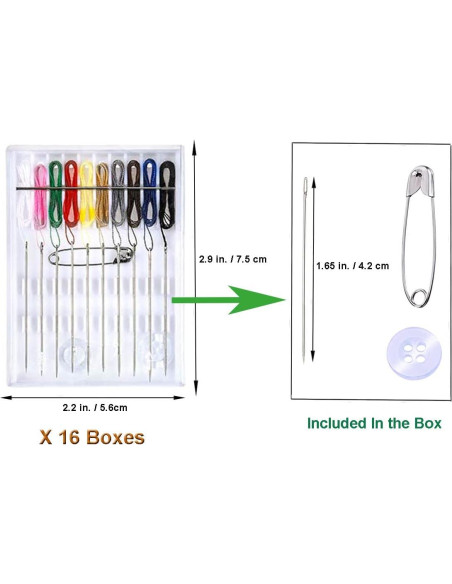 Kit de Costura Rápido Y-Axis 16 Cajas con Agujas Pre-Enhebradas
