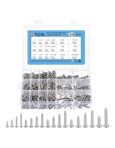 Kit de Tornillos Autoperforantes de Acero Inoxidable 304 - 510 Pcs