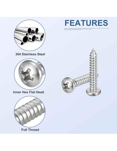 Kit de Tornillos Autoperforantes de Acero Inoxidable 304 - 510 Pcs