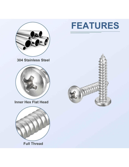 Kit de Tornillos Autoperforantes de Acero Inoxidable 304 - 510 Pcs