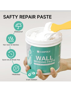 Kit de Reparación de Drywall Carpoly 32oz - Masilla y Parches 2