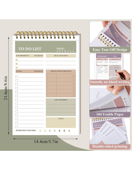 Bloc de Notas de Lista de Tareas A5 HAUTOCO - 2 Paquetes