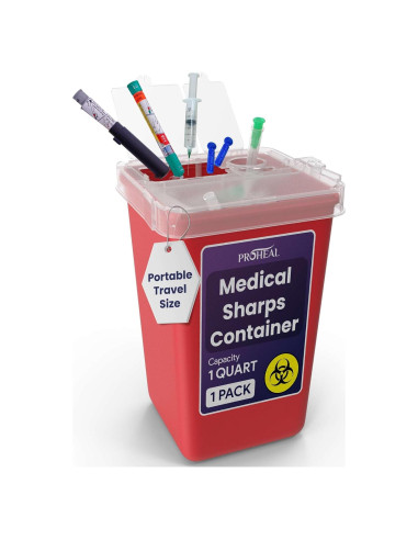 Contenedor de Desechos Cortantes ProHeal 1qt - Seguro y Portátil