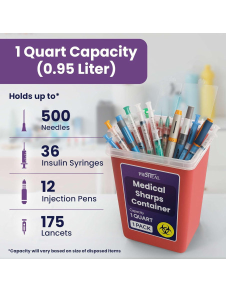 Contenedor de Desechos Cortantes ProHeal 1qt - Seguro y Portátil