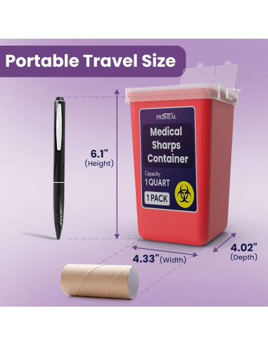 Contenedor de Desechos Cortantes ProHeal 1qt - Seguro y Portátil
