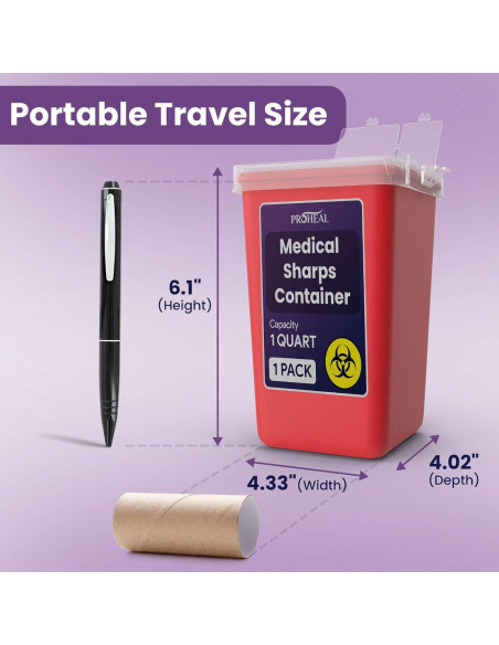 Contenedor de Desechos Cortantes ProHeal 1qt - Seguro y Portátil