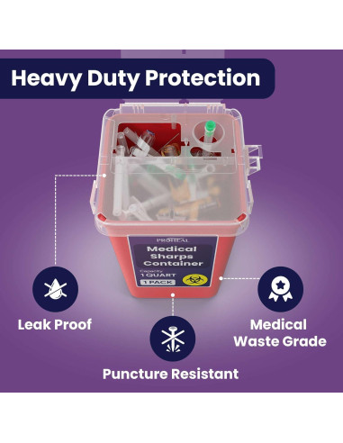 Contenedor de Desechos Cortantes ProHeal 1qt - Seguro y Portátil