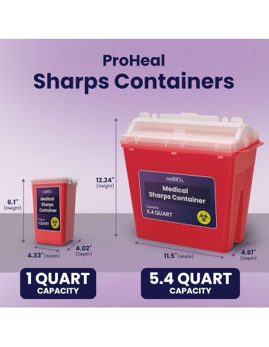 Contenedor de Desechos Cortantes ProHeal 1qt - Seguro y Portátil