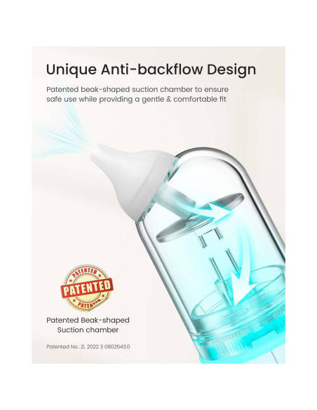 Aspirador Nasal Eléctrico GROWNSY para Bebés IPX7 Azul