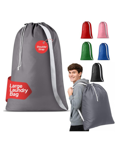 Bolsa de lavandería Handy 76x102 cm Nylon Gris con correa