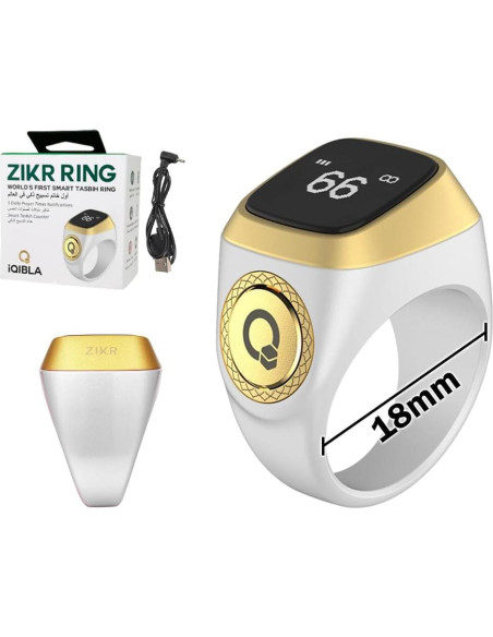 Contador de Anillo Inteligente Anlising Tasbih 18MM Blanco