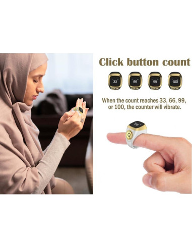 Contador de Anillo Inteligente Anlising Tasbih 18MM Blanco