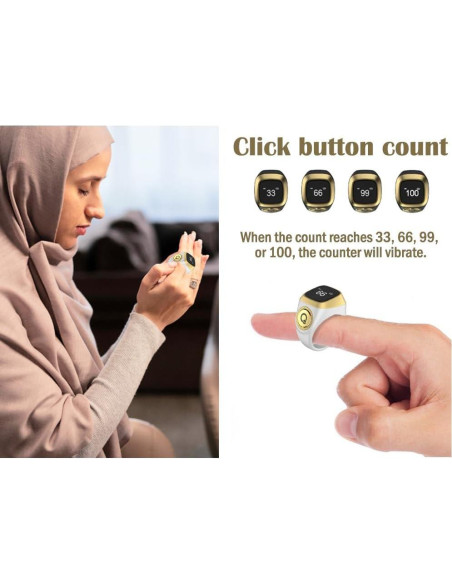 Contador de Anillo Inteligente Anlising Tasbih 18MM Blanco