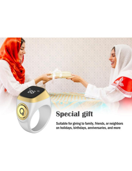 Contador de Anillo Inteligente Anlising Tasbih 18MM Blanco