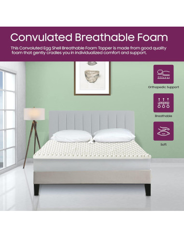 Topper de Espuma Convoluta Mayton 1 Pulgada Queen Transpirable